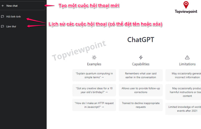 Bắt đầu cuộc trò chuyện với Chat GPT